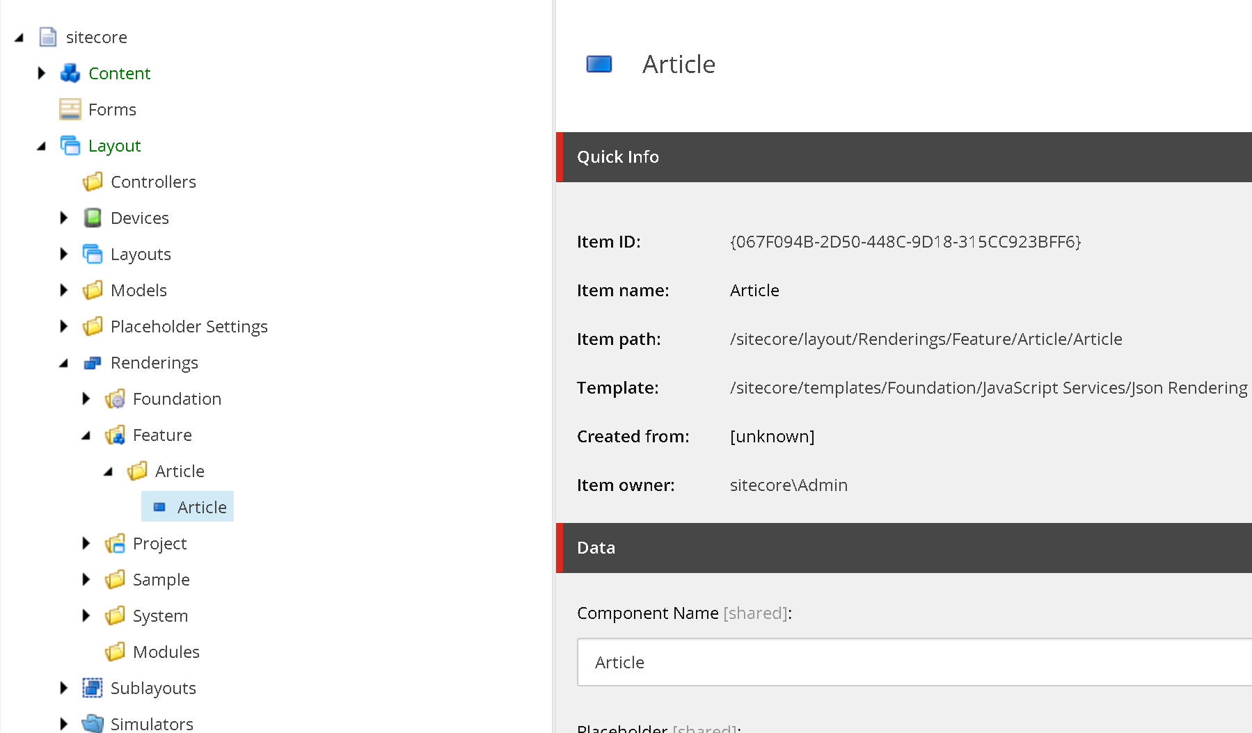 Article Json Rendering in Sitecore