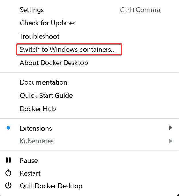 Docker - switch to windows containers...