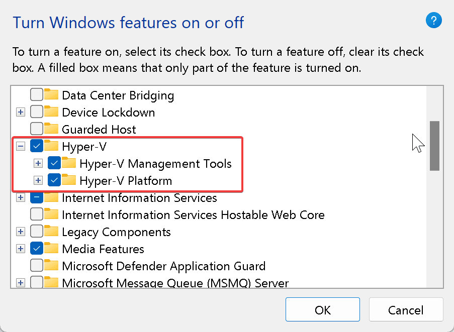 Turn on Hyper-V