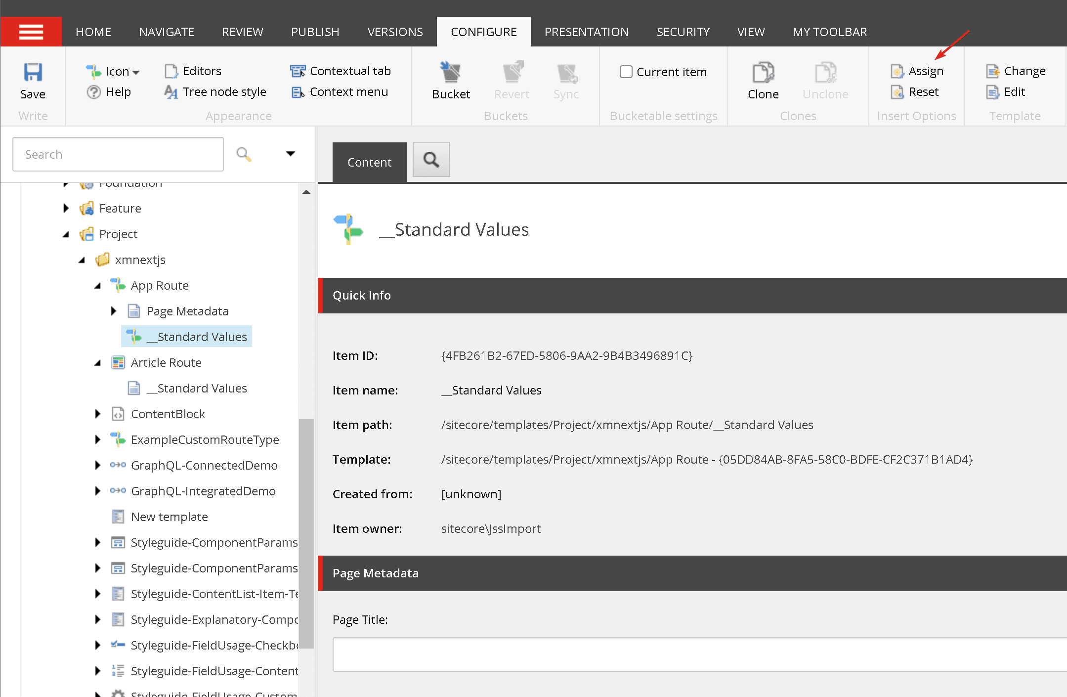 Assign Insert Options